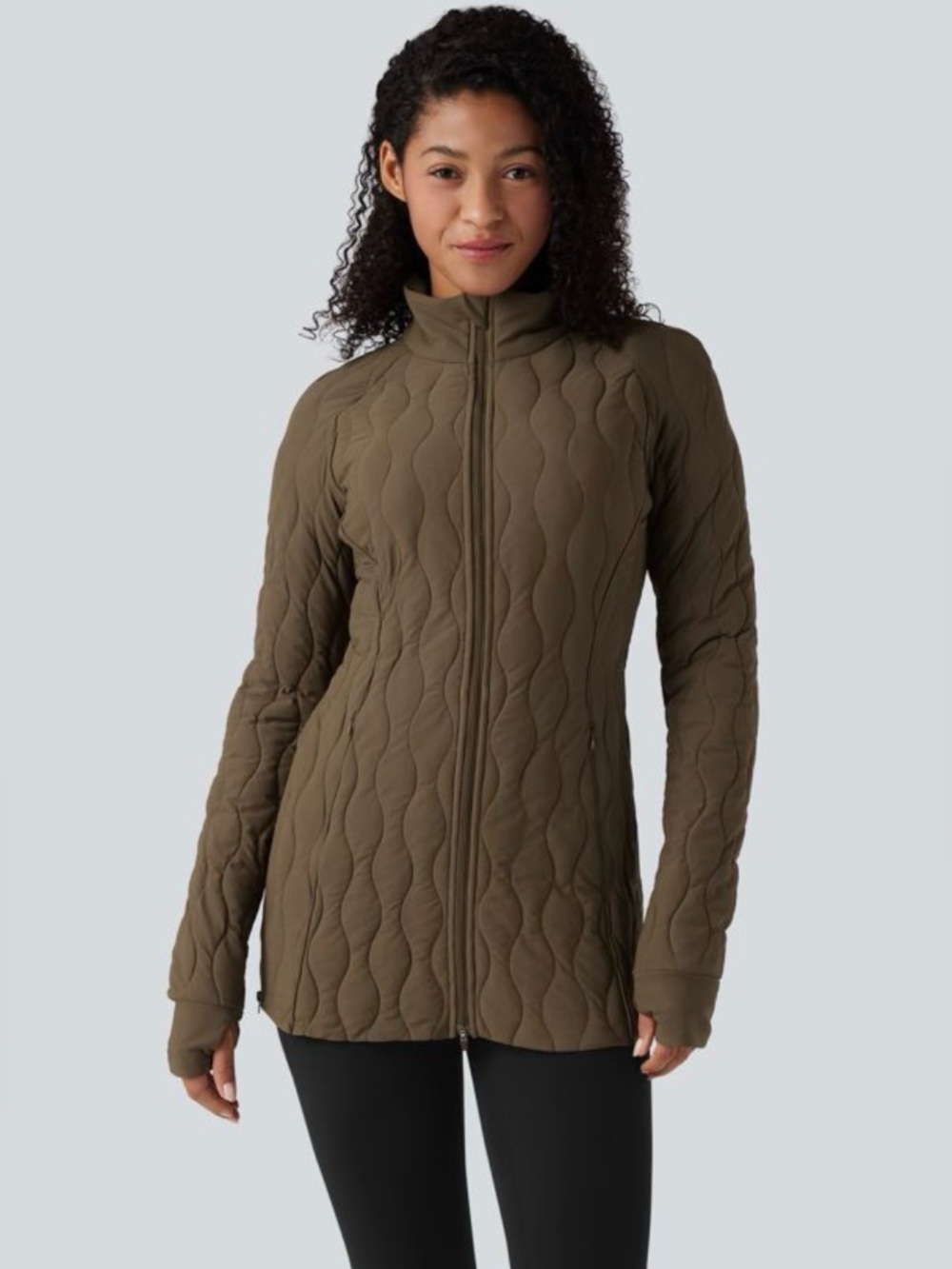 NWT [Halara] PuffFlex Long Sleeve Thumb Hole Quilted Jacket Brown Women’s L - Picture 3 of 16